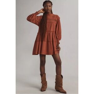 Anthropologie Pilcro Long-Sleeve Mock-Neck Swing Mini Dress